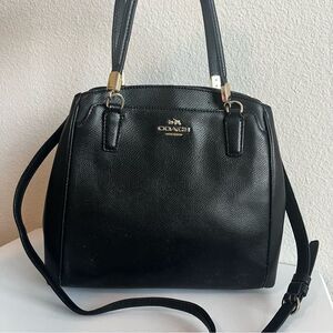 COACH Black Leather Prairie Minetta Swagger Satchel Tote Crossbody Bag 34663